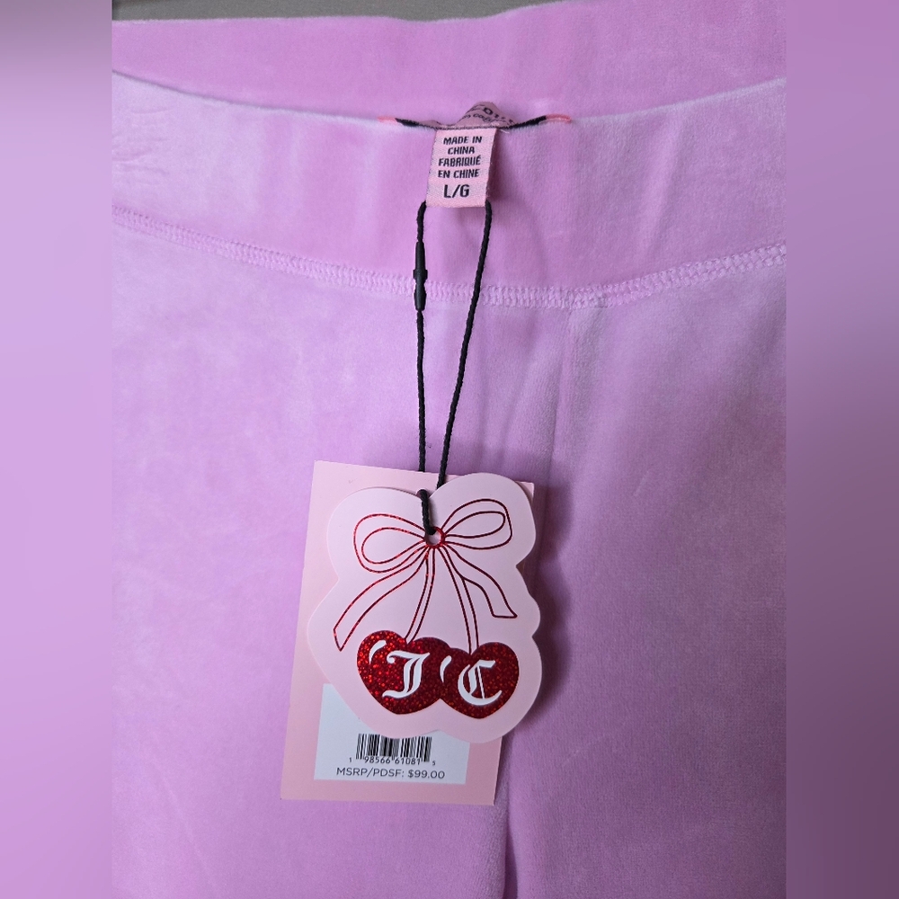 Juicy Couture Pink Velour Track Pants Bling Juicy Bottom - Picture 7 of 7